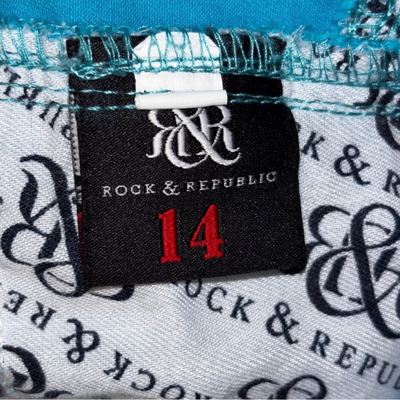 Rock & Republic | Agave Teal Blue Jean Shorts | Size 14 - Picture 6 of 6
